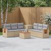 Sofa Set 8 Pieces Beige and Light Gray Poly Rattan and Steel