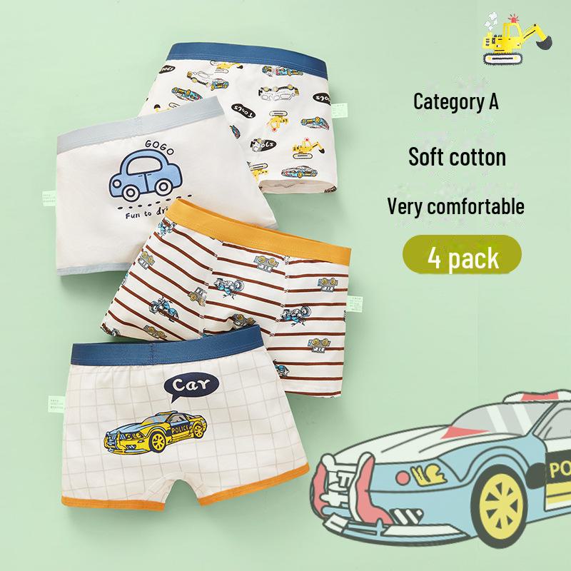 New Boys' Pure Cotton Boxer Shorts for Toddlers, Ages 2+