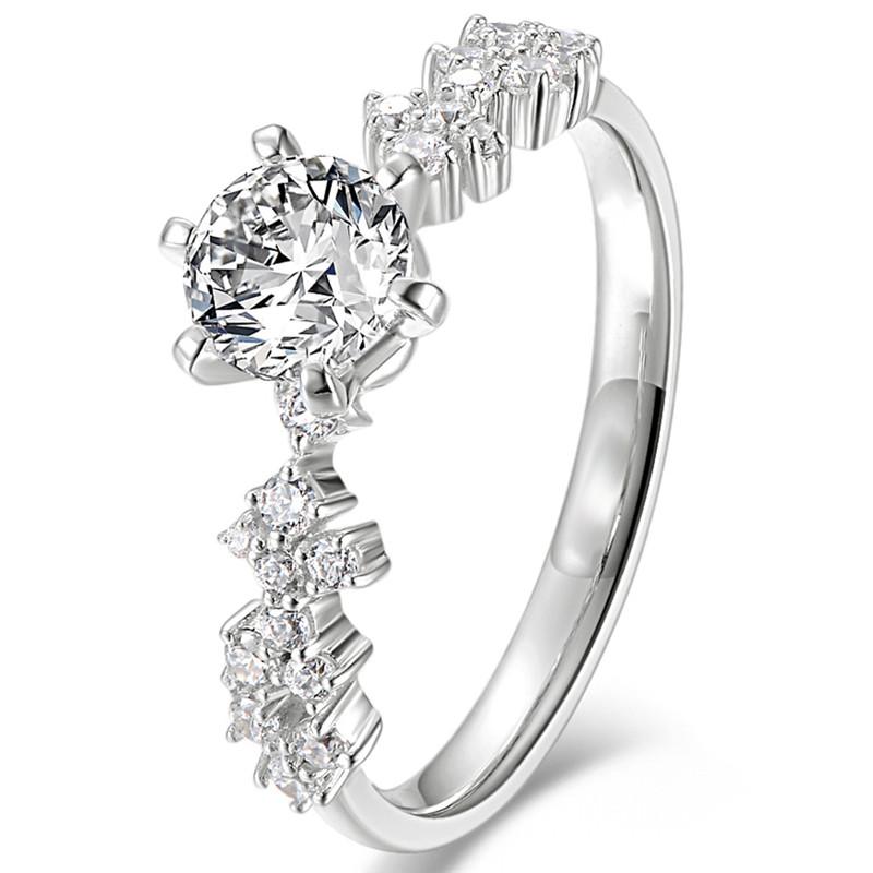 Inele de nuntă noi delicate pentru femei cu zirconiu cubic de cristal strălucitor Inele de logodnă în stil modern Bijuterii moderne pentru femei