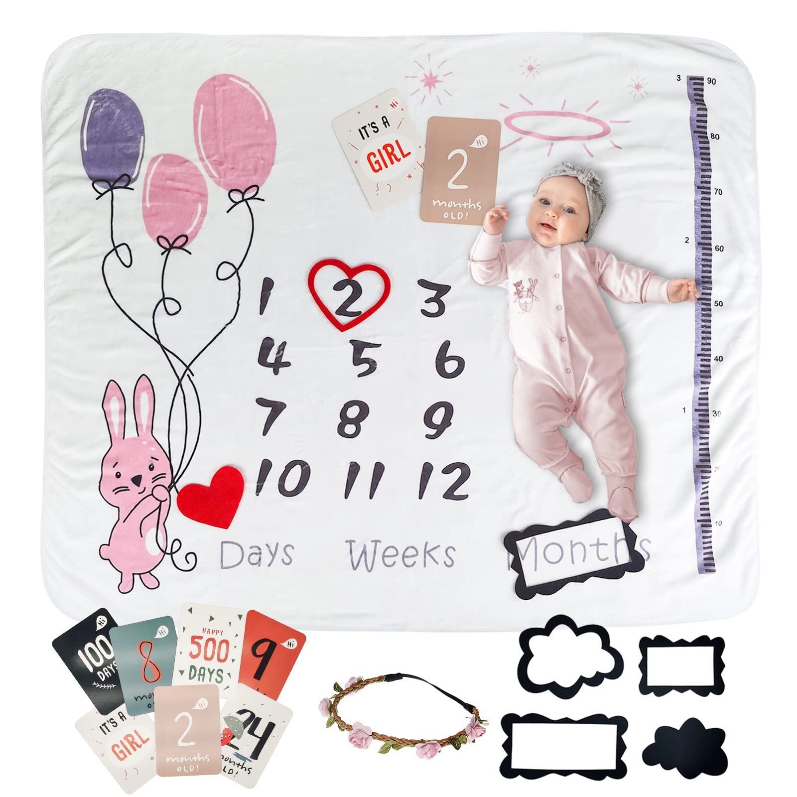 

OMOTYA Sleeping Monthly Baby Photography Monthly Photo Baby Photography Monthly Photo Sleeping 100 Days Newborn Baby Child Growth Record Bunny Art,