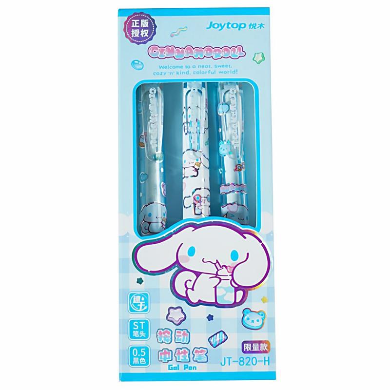 3Pcs/Box Kawaii Kuromi Melody Pressing Gel Pens Set Cute Cartoon 0.5Mm Black Ink Neutral Pens Student Stationery Office Supplies