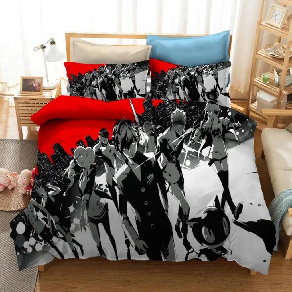 Anime Game Persona 5 Strikers Bedding Set Boys Girls Twin Queen Size Duvet Cover Pillowcase Bed Kids Adult Home Textile