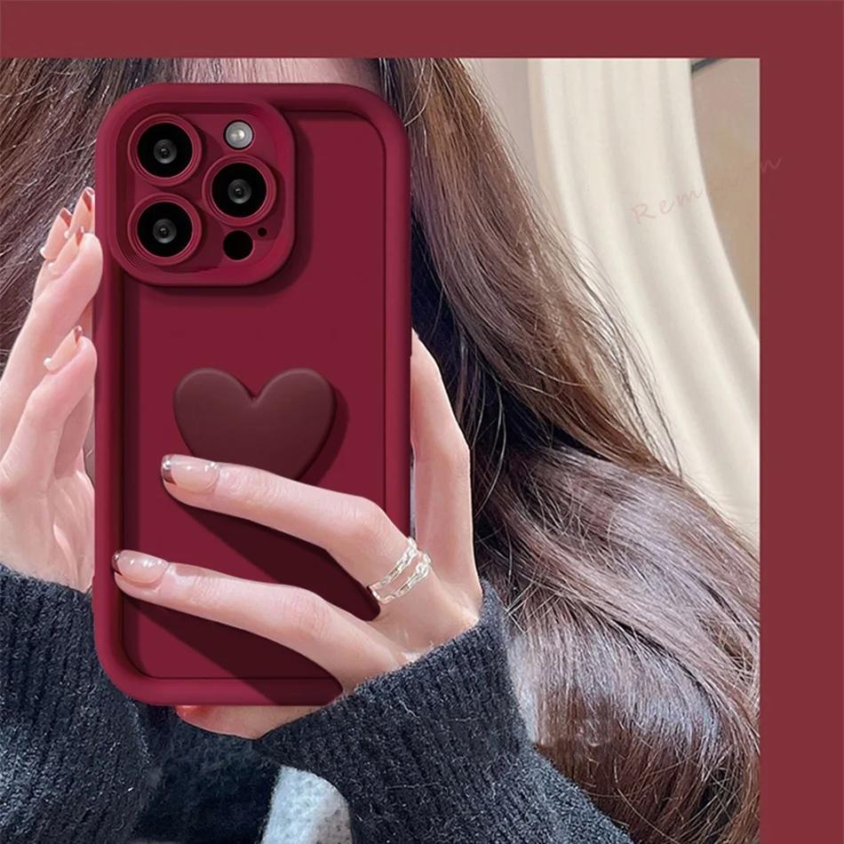 Luxury Heart DIY Case for iPhone X XR XS MAX SE 7 8 Plus 13 14 11 12 15 Pro Max Soft Silicone Camera Protector Phone Back Cover