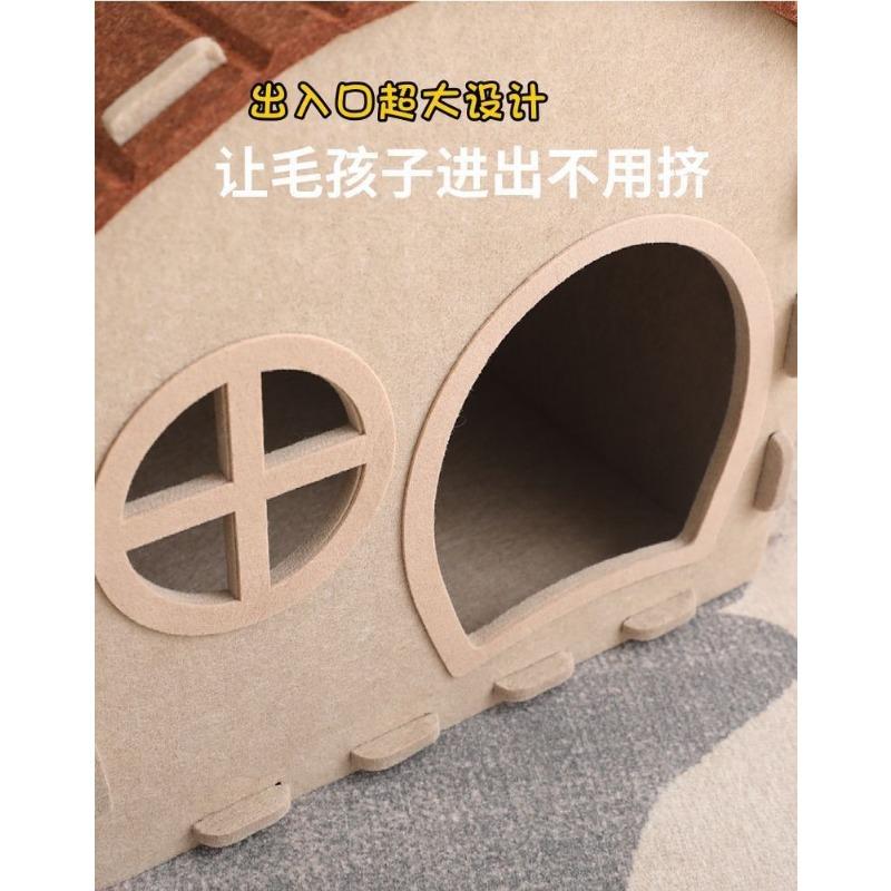 Multifunctional Semi Enclosed Wear Resistant Felt Cat Bed Cat Tunnel For All Seasons