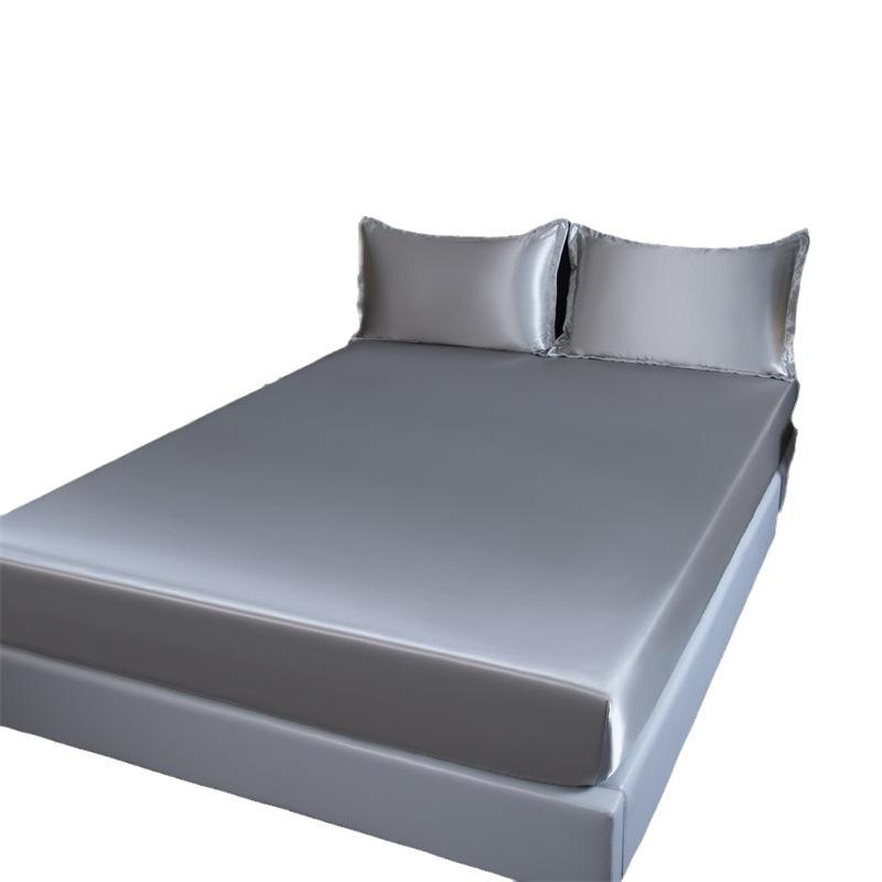 Foreign Trade Cross-border Ice Silk Non-slip Mattress Three-piece Silk Silk Satin Solid Color Simmons Bed Shield