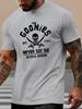 Heren zomer 100% puur katoen modieus casual los goonies grafisch bedrukt rond hals korte mouw T-shirt top
