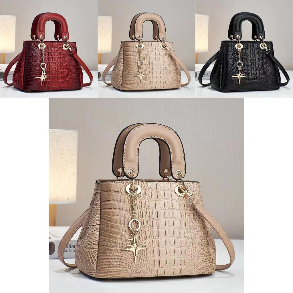 Crocodile Pattern Fashion Women's Handbag Large Capacity Soft Leather Atmospheric Middle-aged Mom Bag