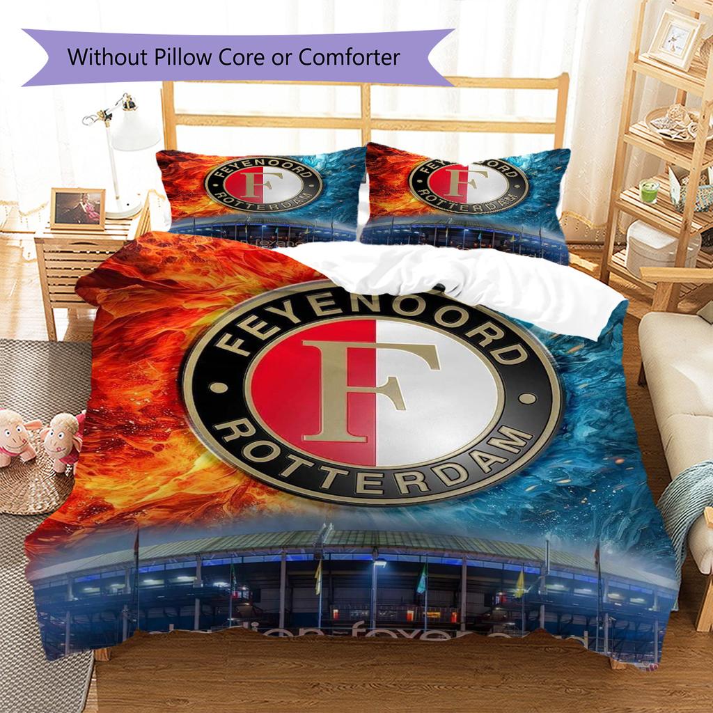 Feyenoord Pattern Bedding Quilt Set Quilt Cover Pillowcase Home Decoration Birthday Gift (1 * Duvet Cover + 2 * Pillowcase, Without Core)