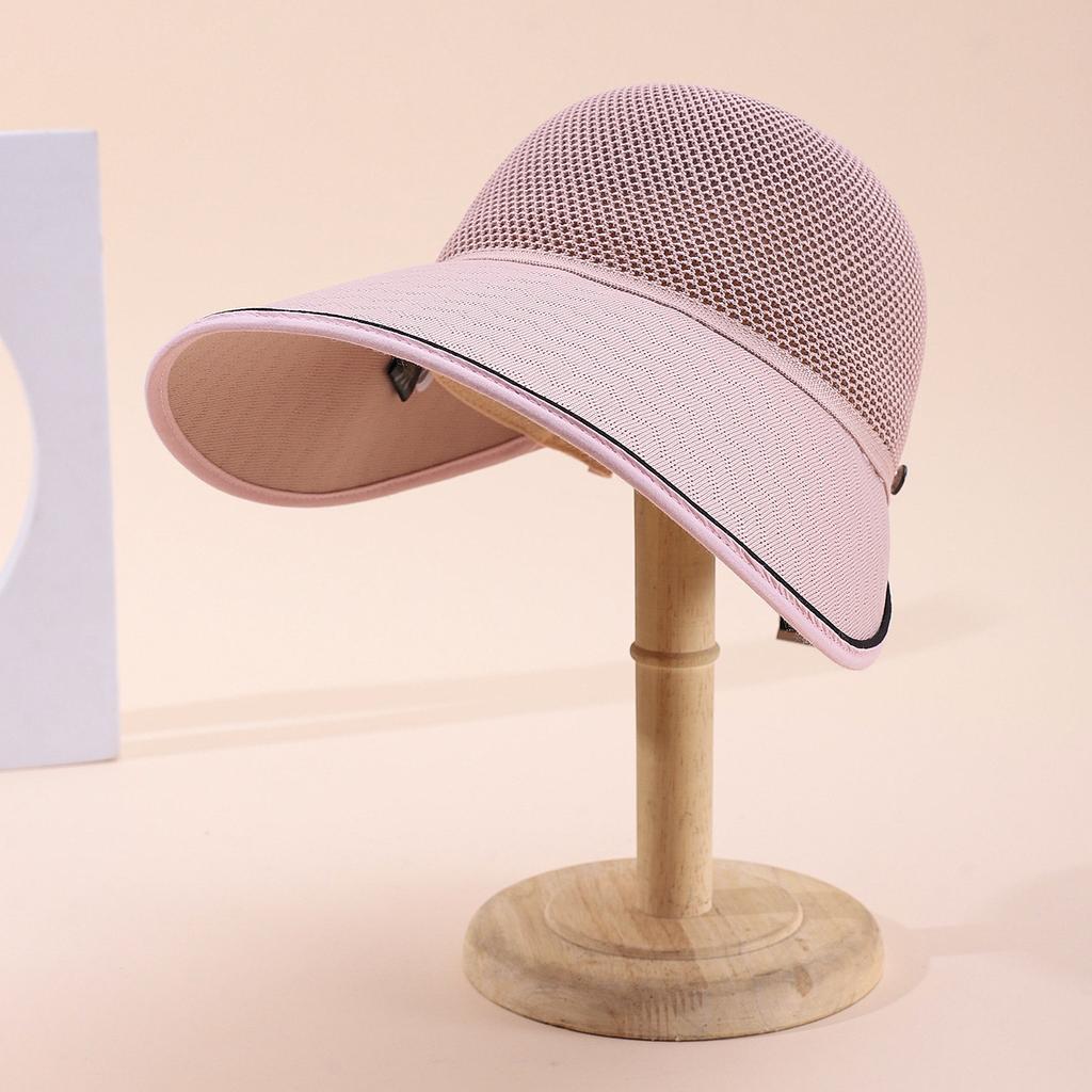 Summer Mesh Breathable Hollow Hat Women'S Large Brim Showing Face Small Equestrian Hat Outdoor Travel Such A Sunscreen Hat
