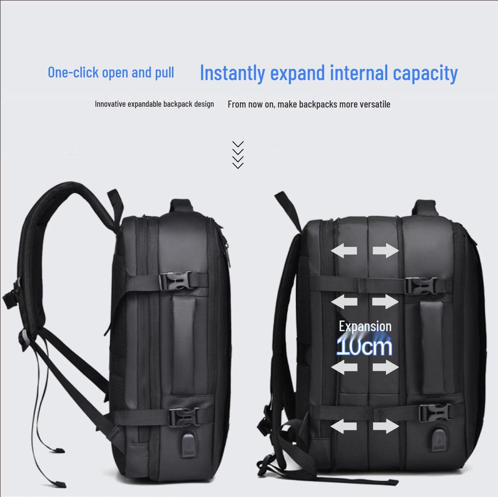 Herren Modischer erweiterbarer Business-Rucksack mit großem Fassungsvermögen für Laptops