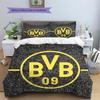 Borussia Dortmund Team Logo Muster Bettwäsche Heimdekoration Geburtstagsgeschenk (1 Bettbezug + 2 Kissenbezüge, ohne Füllung)