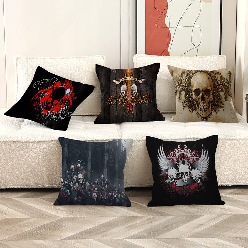 Horror Skull Gothic Cushion Cover Inches Farmhouse Decor Home Throw Pillow Covers for Couch Decorations