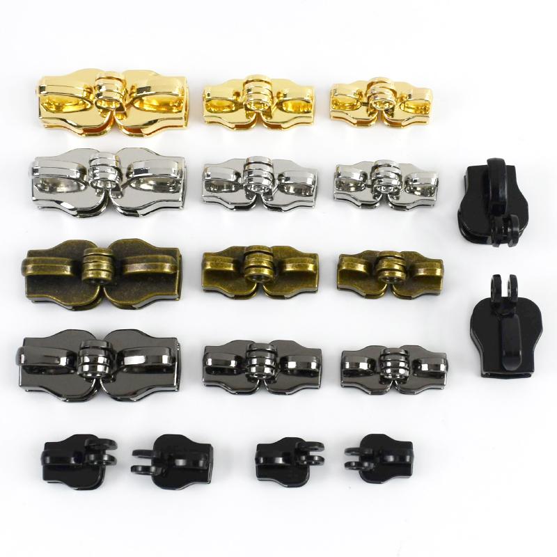 2/5/10Pairs 5# 8# 10# Lockable Nylon Zipper Sliders Double Hole Safety Zip Lock for Luggage Zips Puller Closure Repair Accessory