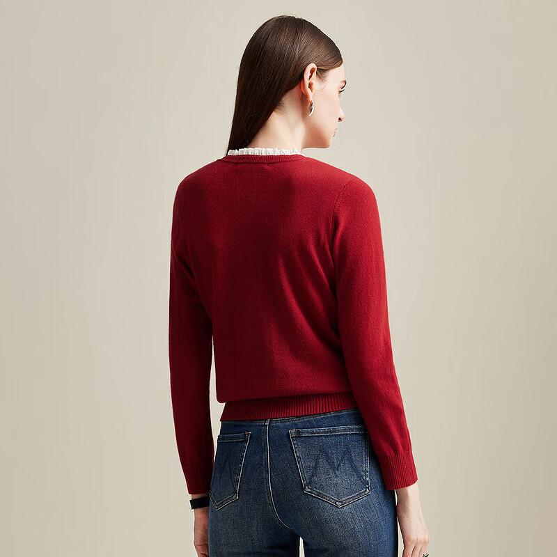 Zhaojun Women's Cashmere Lace Stand Collar Sweater