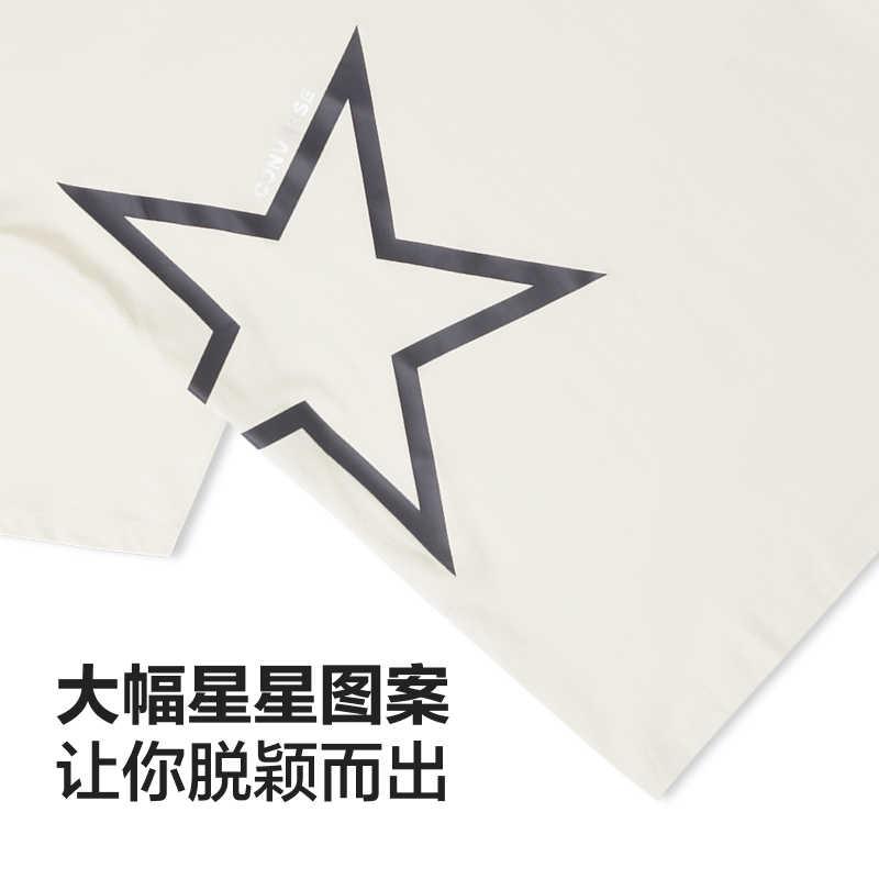 Converse T Shirts Women's Ecru Crew Neck Moderate Other 10027031-A01