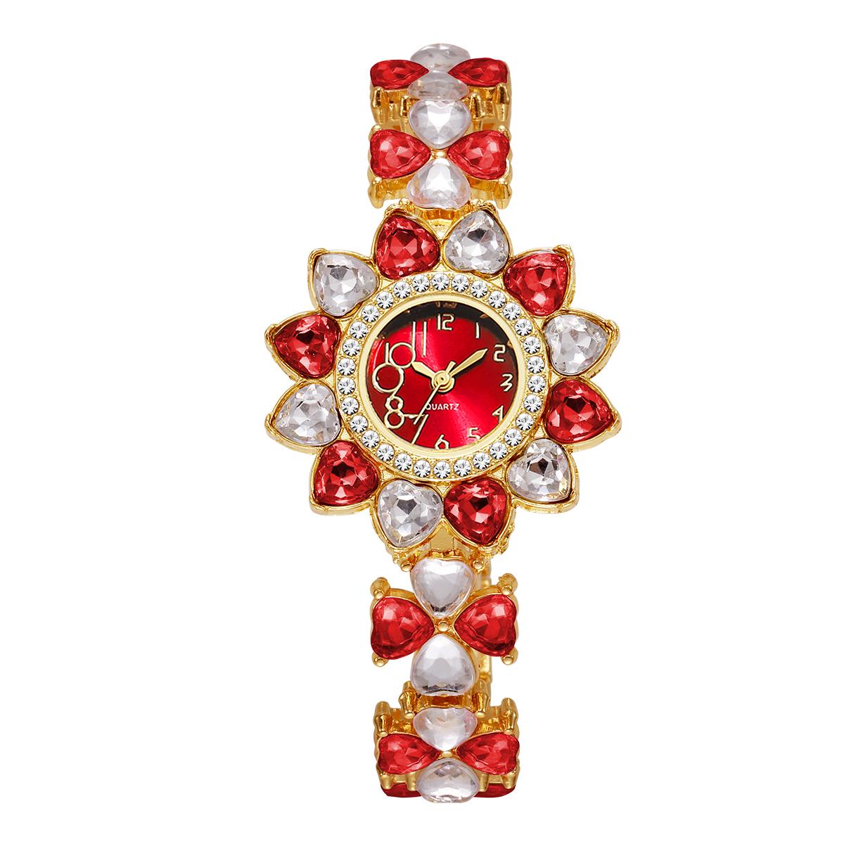 

Роскошные женские часы со стразами, модные часы с цветочным циферблатом и браслетом, кварцевые часы для женщин, часы Reloj Mujer