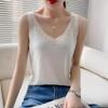 Summer New Fashion Western Style Halter Top Women's Solid Color Thin Knit Vest Bottom Top