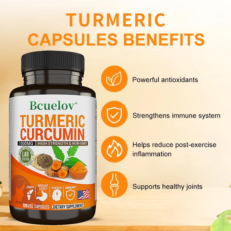 Curcumin, schwarzer Pfeffer, Gelenkpräparate, 1500mg, 120 Kapseln