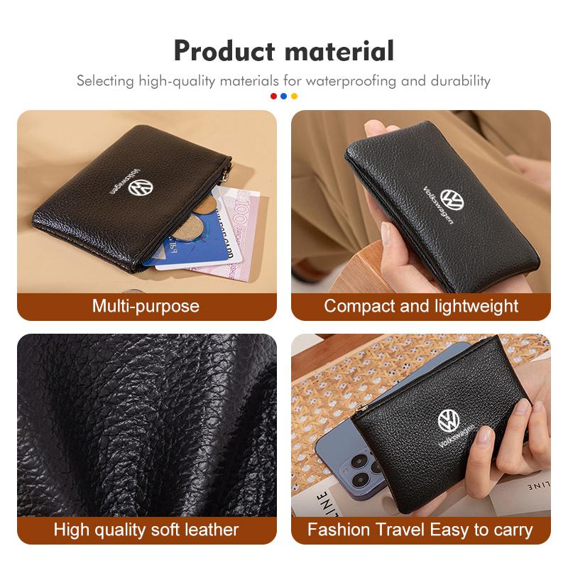 PU Leather Card Protector Case Coin Cards Cover Pouch Bag For Volkswagen VW Scirocco Passat Polo B5 B6 B7 CC Tiguan Sharan BH4