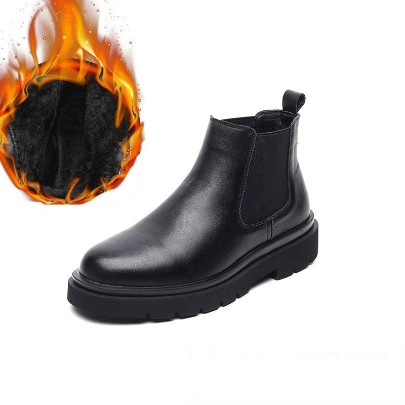 big size mens fashion chelsea boots black tide platform shoes cowboy original leather boot handsome autumn winter ankle botas