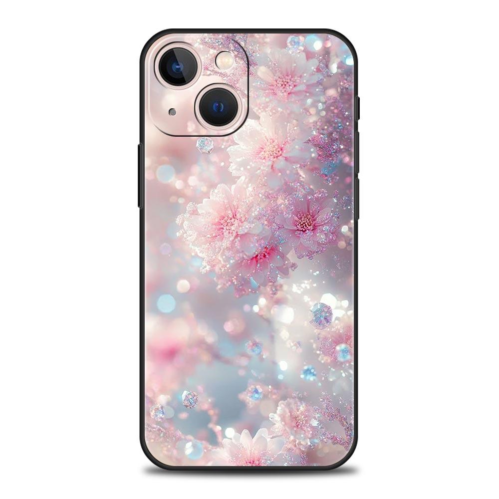 Korean Flower Phone Case Cover for iPhone 17 16 15 14 13 12 11 Pro Max 17 Air Plus Shockproof Soft TPU Shell Fundas Capas Coque