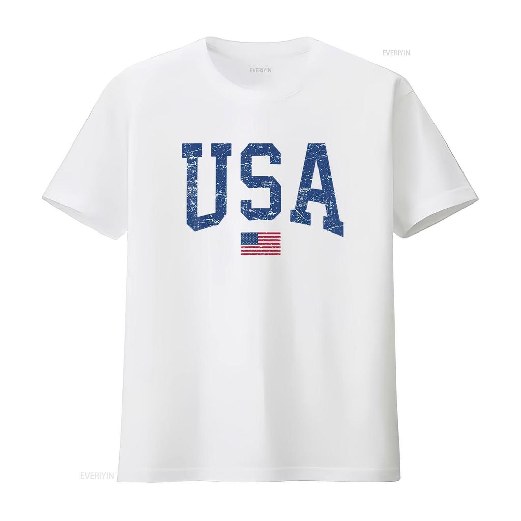 USA T Shirt Women Patriotic American Flag Distressed Vintage Washed Designer Clothes Streetwear Graphic Fashion Casual Stylish