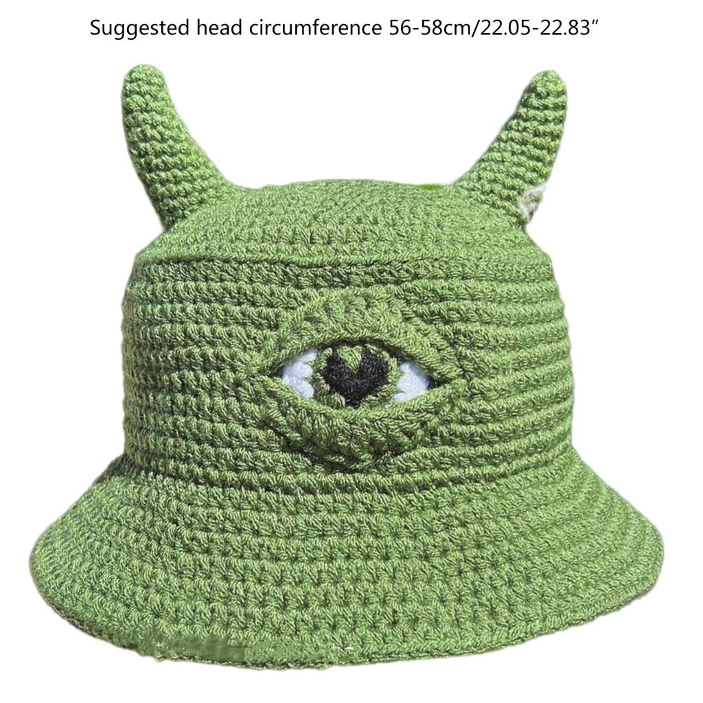 Knitted Cap Winter Warm Unisex Knitting Hat Devil Horns Single Eye Decorative Knit Hat for Adults Teens Gift