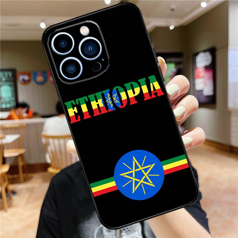 Cool Ethiopia Flag Case For iPhone 17 16 15 14 13 12 11 Pro Max Mini Plus 16e 17 Air Bumper Cover Accessories