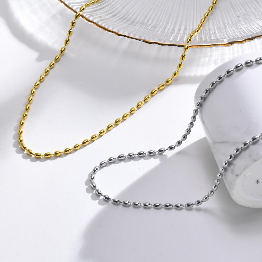 Vnox Trendy Rugby Balls Beads Chain Choker Necklaces for Women Girls Gifts Jewelry, 18K PVD Gold Color Stainless Steel Collar