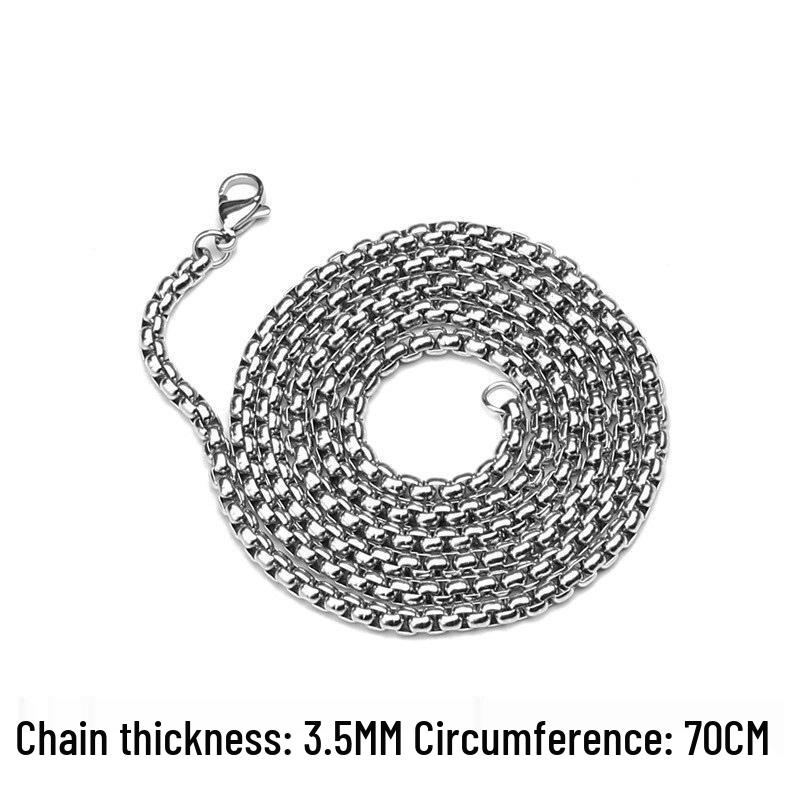 Stainless Steel Pearl Necklace with Titanium Thick Chain - Men's Minimalist Snake Bone Design