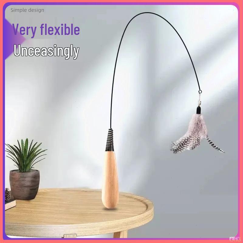 Insect Feather Cat Teaser with Replacement Handle and Head