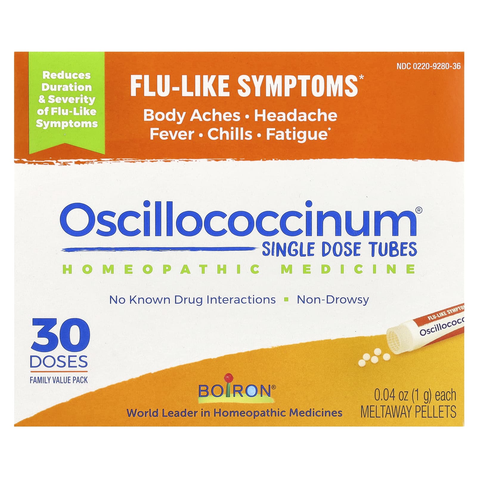 

Oscillococcinum, Relief of Flu-like Symptoms, Ages 2 and Up, 30 Rapid Dissolve Pellets, Per Container 0.04 Oz