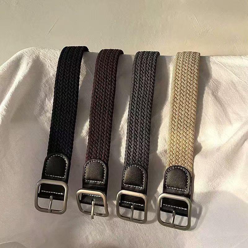 Elastic Stretch Canvas Belt - 100cm No-Hole Woven Belt for Men, Women, and Students