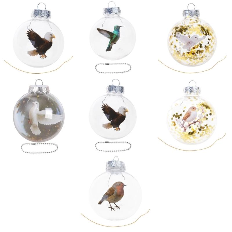 Artistic Nature Bird Clear Christmas Ball Ornament Holiday Decorations For Festives Tree Decoration Memorables Gift