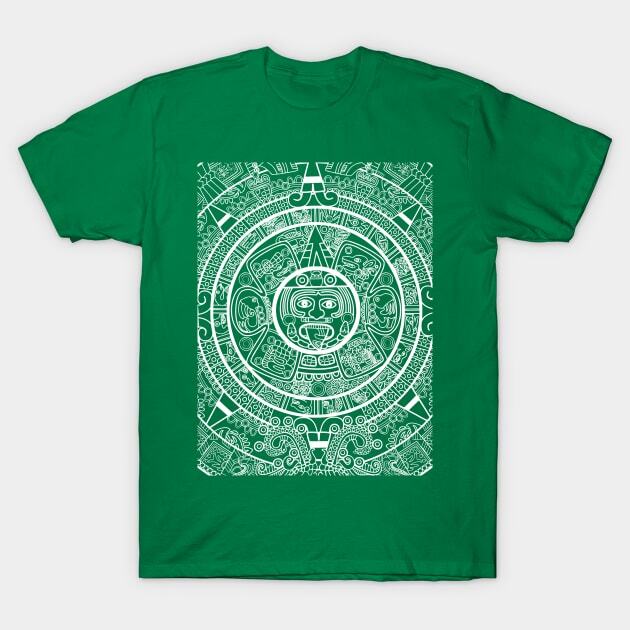 Aztec Calendar  white design Made in Australia USA TShirt S5XL Unisex T-Shirt L