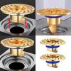 2Pcs Round Shower Floor Drain AntiOdor Copper Floor Strainer Hair Catcher for Bathroom Kitchen Balcony Garage