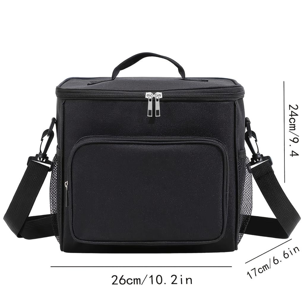 Black Cationic Lunch Box - Simple Office Worker Handheld Insulated Thermal Bag (1Pc)