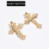 Metal cross earrings hot-selling alloy accessories women's fashion retro niche hollow flower earrings