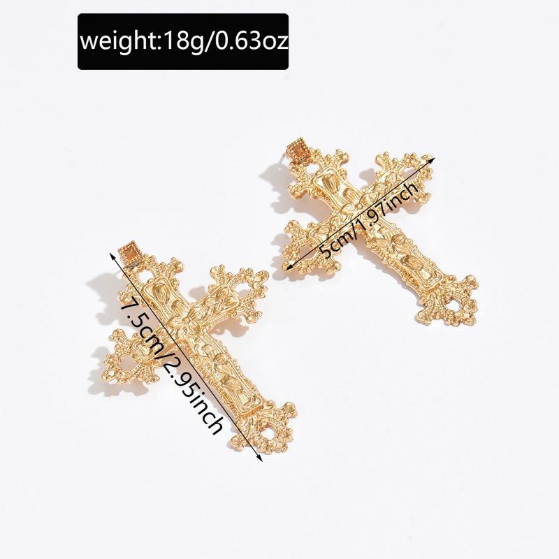 Metal cross earrings hot-selling alloy accessories women's fashion retro niche hollow flower earrings