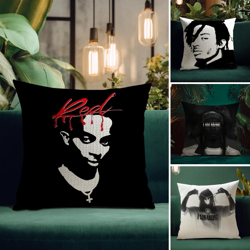 PPlayboi CartiI Rapper Cushion Cover Natural Linen Pillow Case DoubleSided Print Decorative Sofa Pillowcase Home Decor Gift