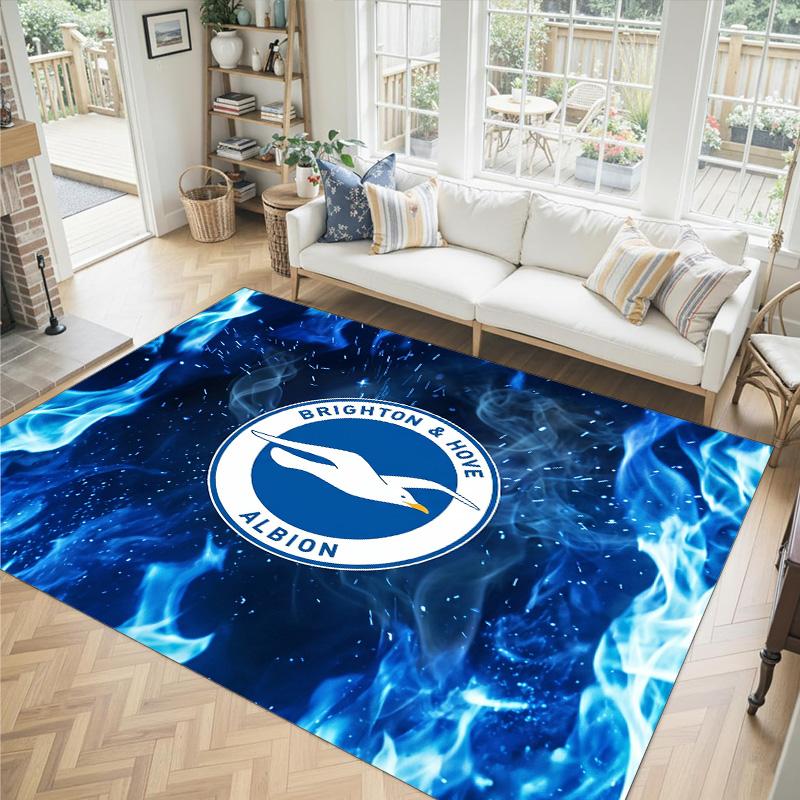 Brighton & Hove Albion Football Design Crystal Velvet Carpet Cozy Non?Slip Printed Rug For Bedroom Living Room Entrance