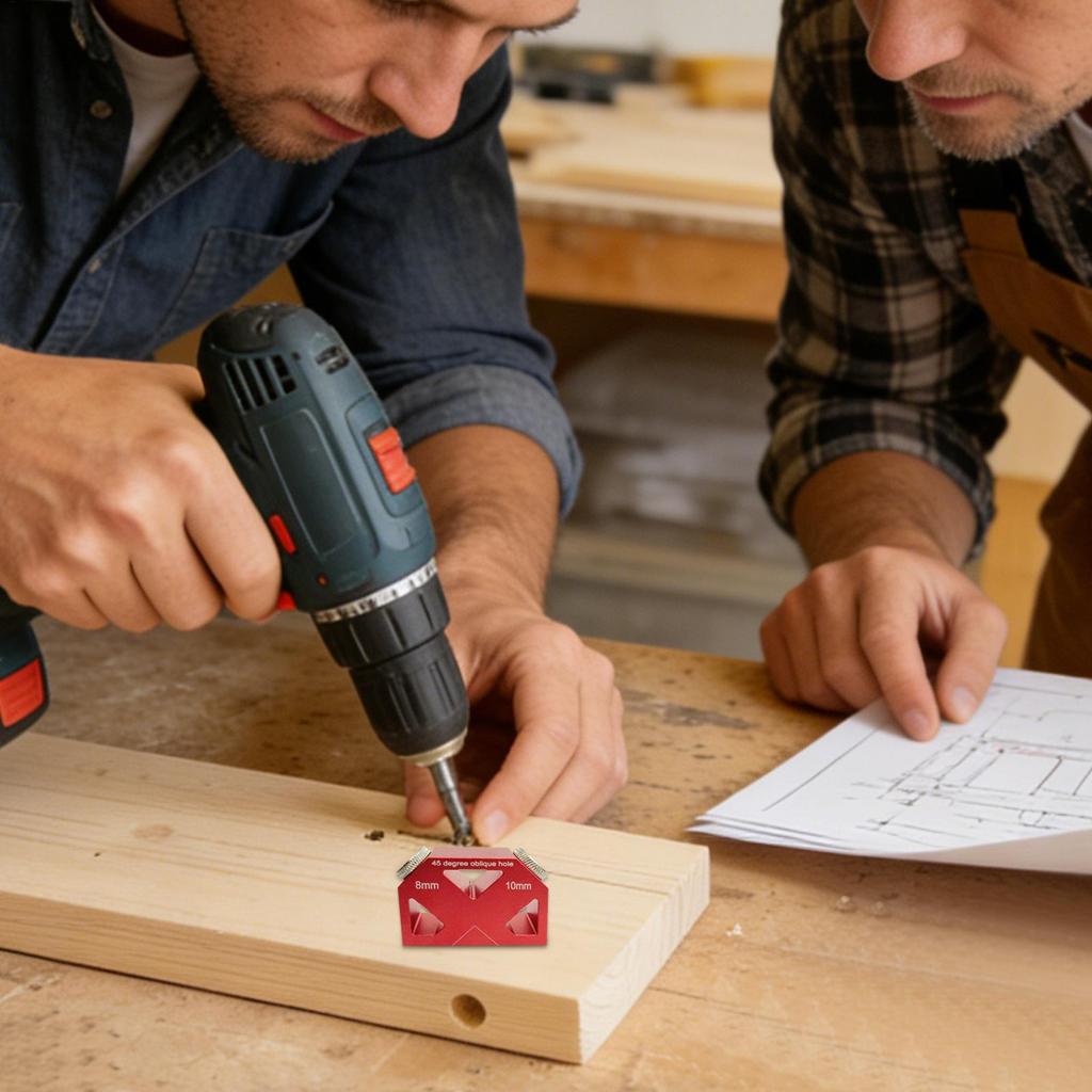 45 Degree Inclined Hole Locator Jig Precision Woodworking Drilling Guide For Furniture Cabinet Deck Stairs Handrail DIY Tool