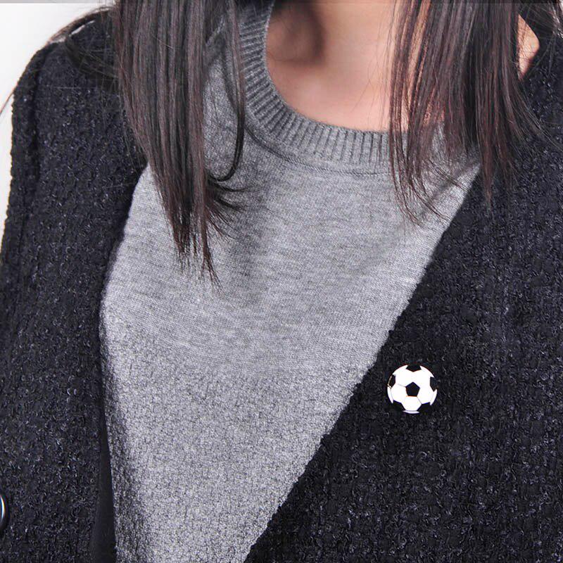 Blucome Cute Soccer Football Shape Brooch Gold Color Enamel Brooches Jewelry Pins Girl Boy Christmas Gifts Scarf Hat Accessories