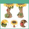 Charming Polyresin Sunflower Bird Bath With Stunningly Detailed Leaf And Ladybug Design