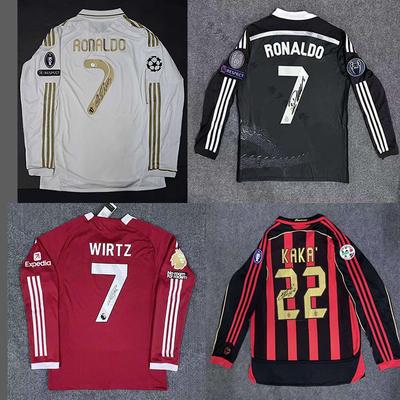Camisa de Treino de Futebol Retrô Masculina de Manga Longa C 7 Liverpool Juventus AC Milan Sporting CP Edição Assinada