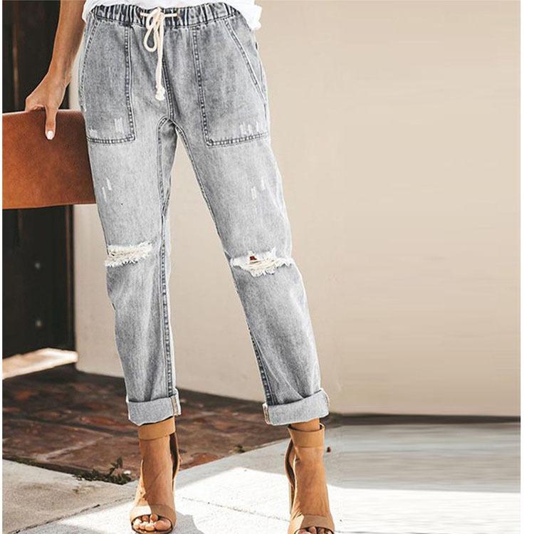 Summer Sexy Denim Straight Pants Elastic Plus Size Women's Jeans