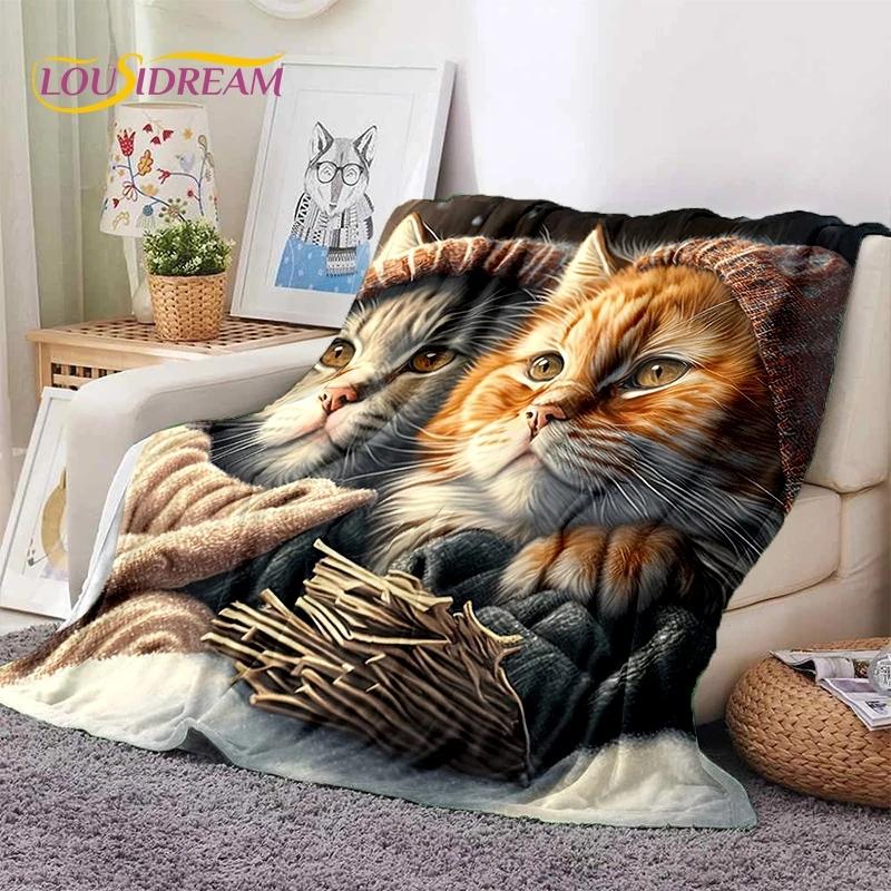 Persian Cat,Cute Calico Cat,Ragdoll Cartoon Soft Flannel Blanket for Beds Bedroom Sofa Picnic,Throw Blanket for Outdoors Leisure