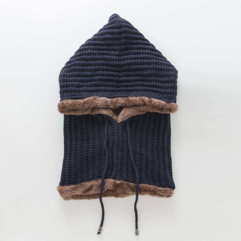Women's Pullover Stripe One Piece Plush Thickened Riding Ear Protector Knitted Warm Hat