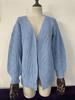 2025 Women's Plus Size Loose Knitwear Cardigan with Lantern Sleeves - Solid Color European and American Style Sweater.