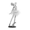 Resin Ballet Girl Figurine,  Modern Ballerina Dancer Statue with Feather Skirt, Gold Silver Metal Line Art Ornament, Cute Desktop Accessories for